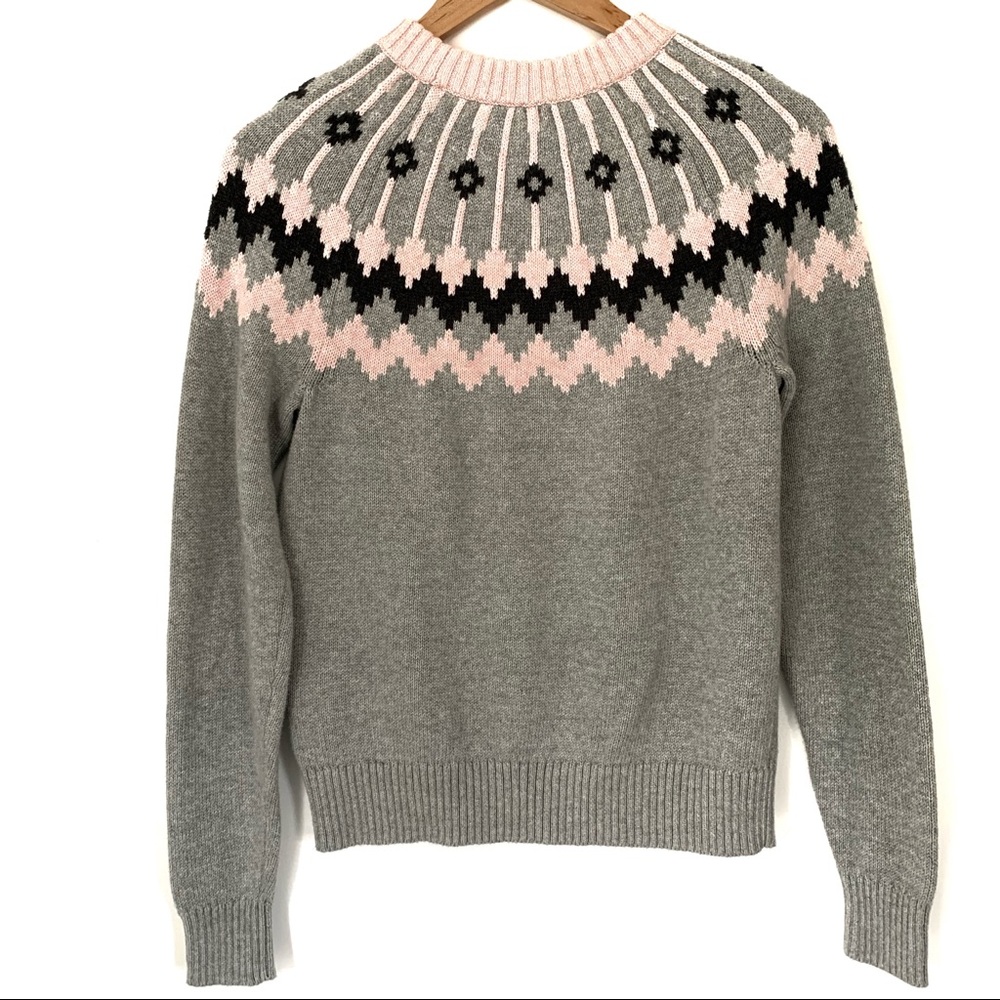 J. Crew Gray and Pink Patterned Sweater - Picture 2 of 6